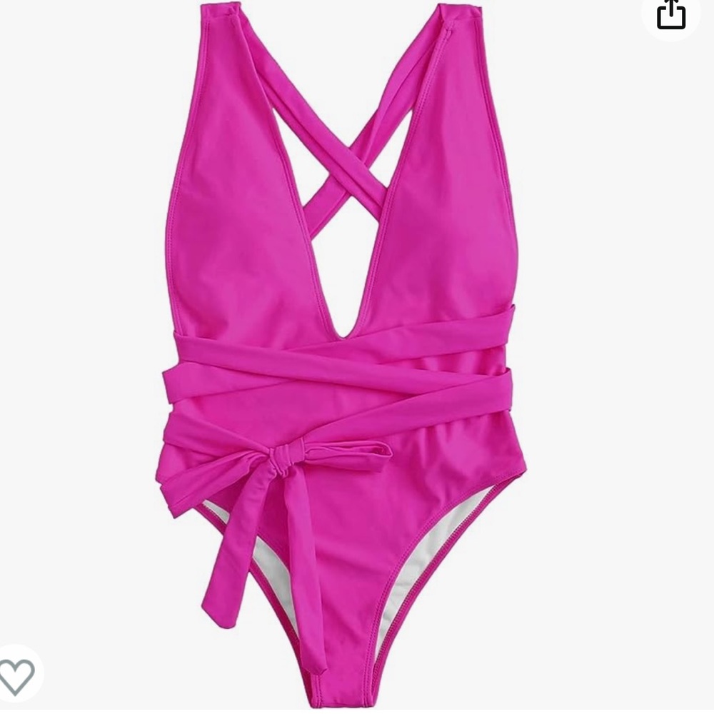Lilosy Sexy Tie Criss Cross Plunge One Piece - Picture 2 of 8